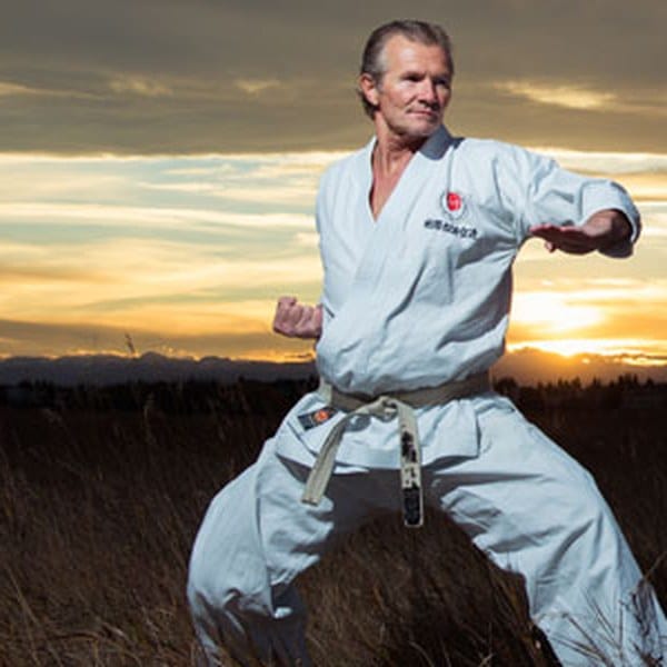 An adult student in stance at ISKF Calgary